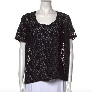 Burberry London Lace Pattern Scoop Neck Blouse